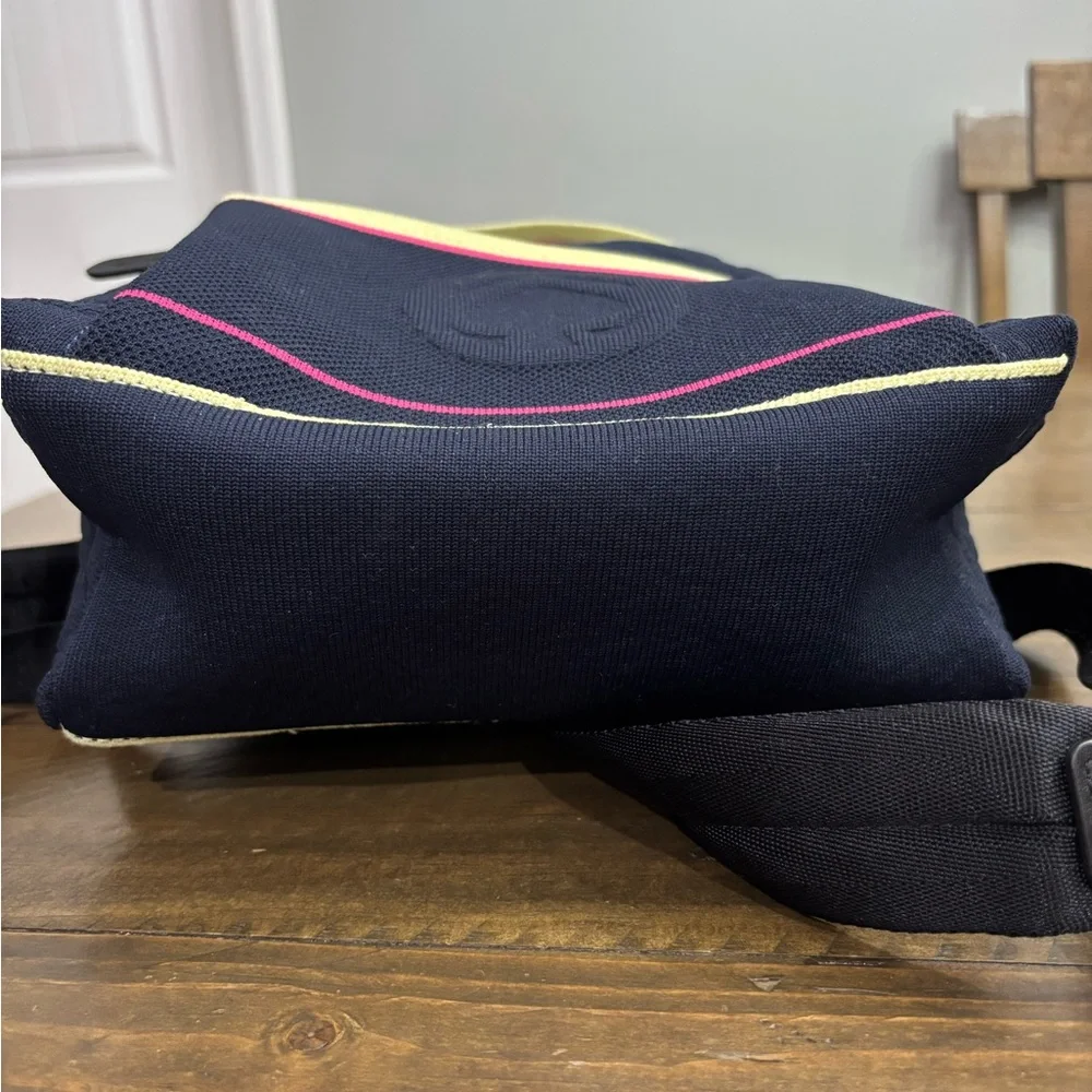 Kate Spade Sport Knit Medium Backpack in Navy with Yellow and Pink Trim